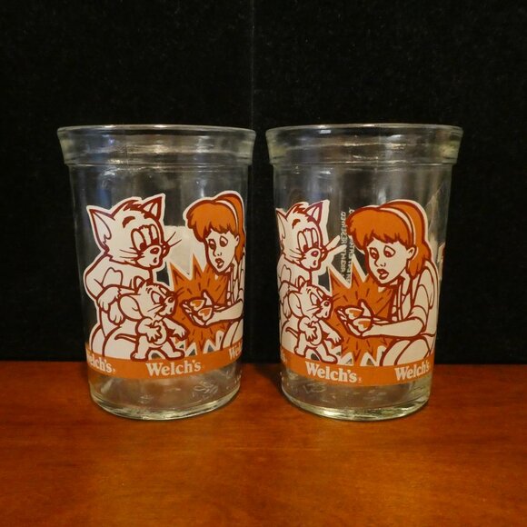 TWO Tom & Jerry Collectible Welch’s Jelly Juice Glasses Warner Bros Looney Toons - Picture 4 of 9